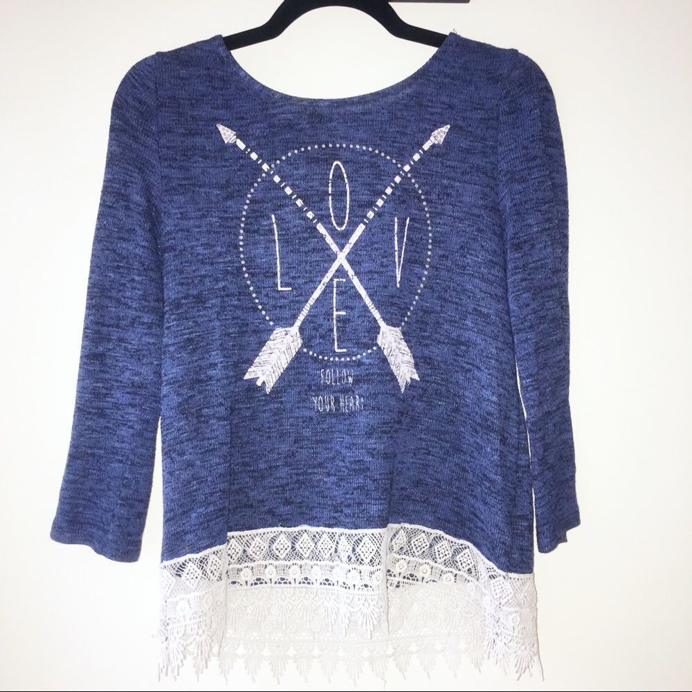 Love Boho Vibes Cute Top‎ — 3/4 Sleeve W/ Lace
